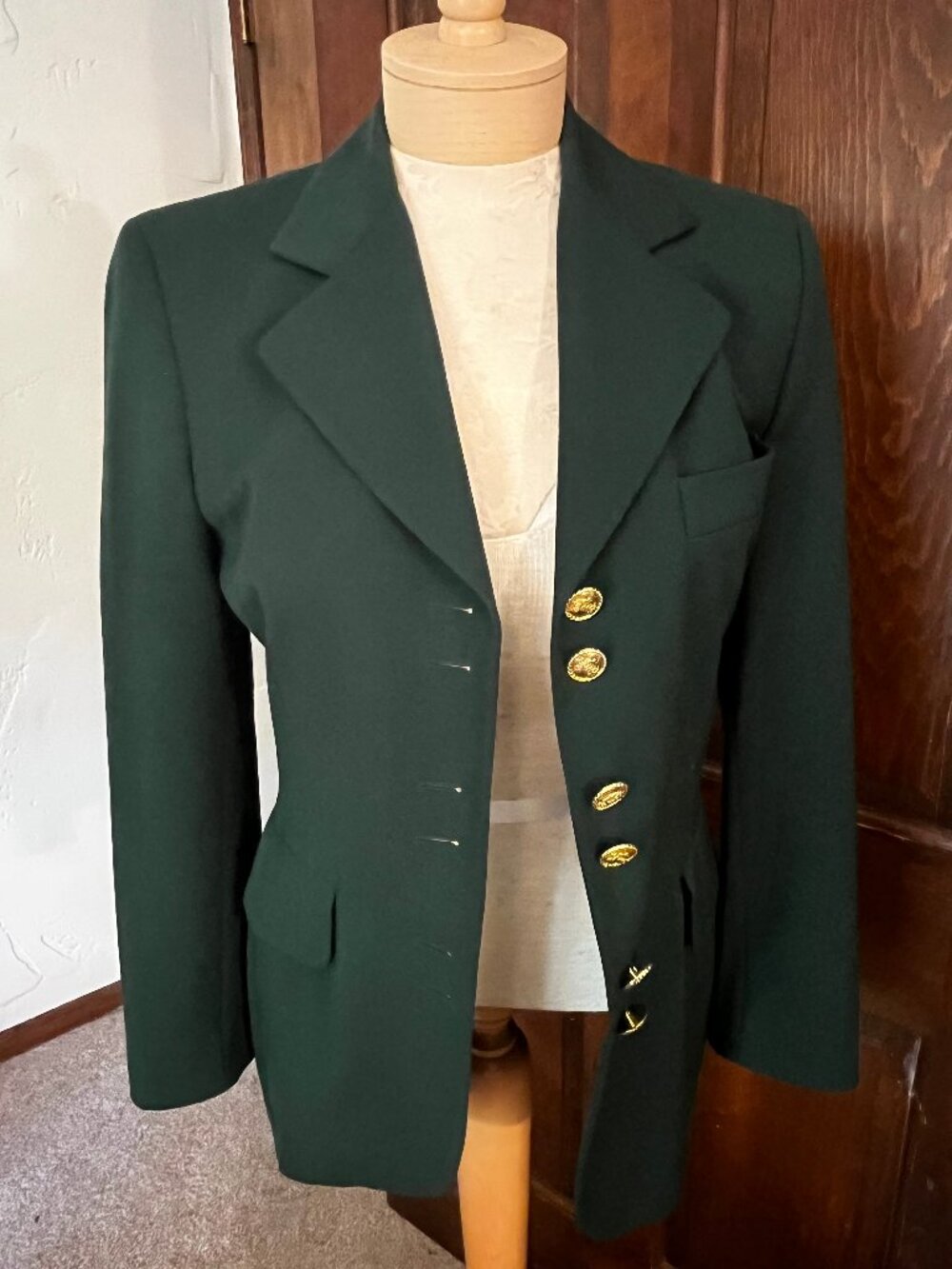 Vintage ESCADA by Margaretha Ley Green Wool Blazer Size 34